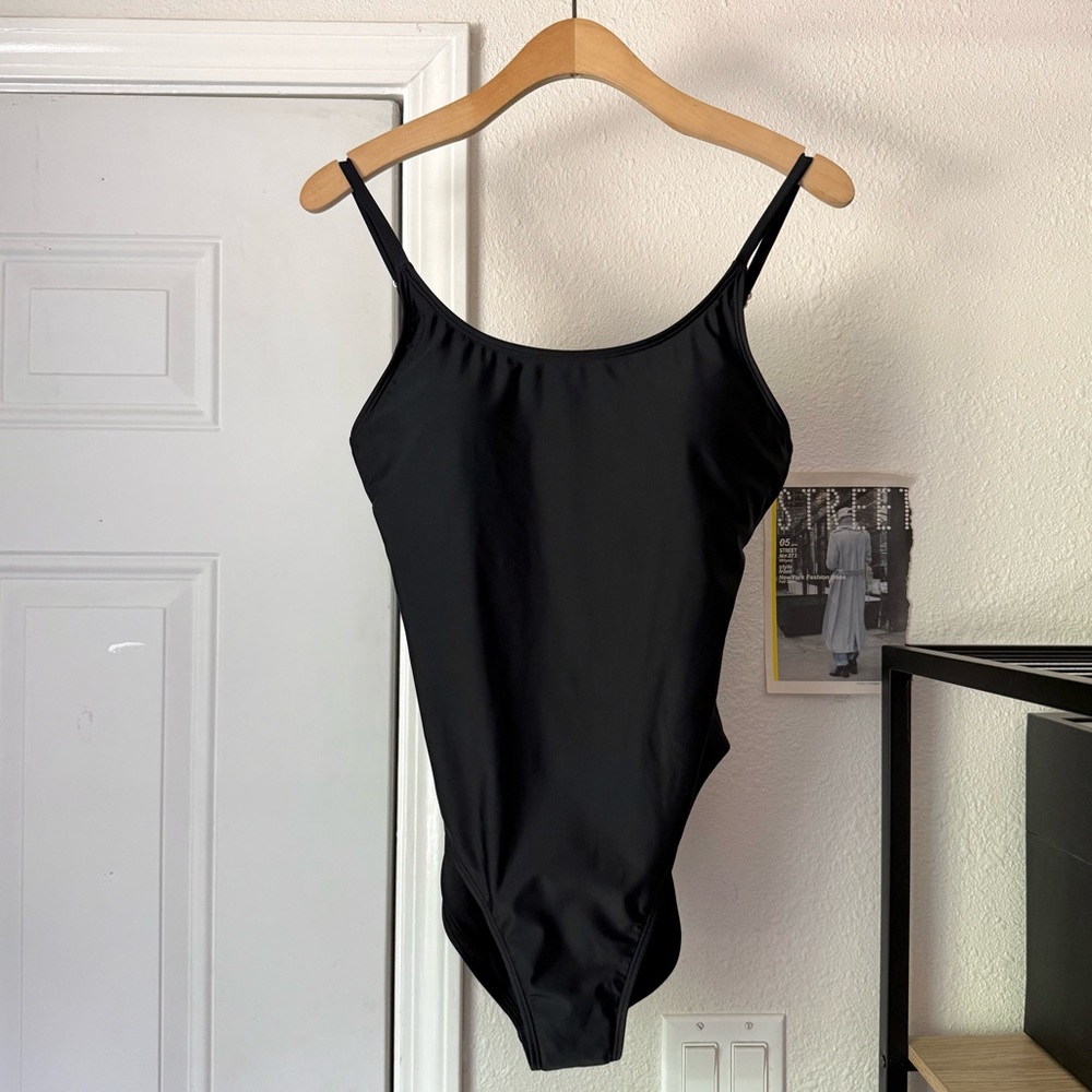 NWT QUINCE black knit summer beach‎ one piece swimsuit